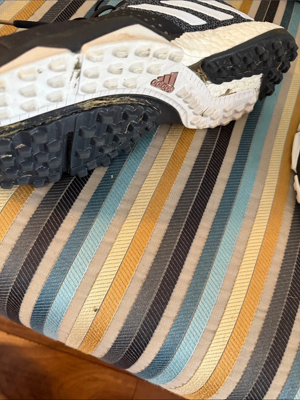 adidas Black and White Knit Golf Shoes
